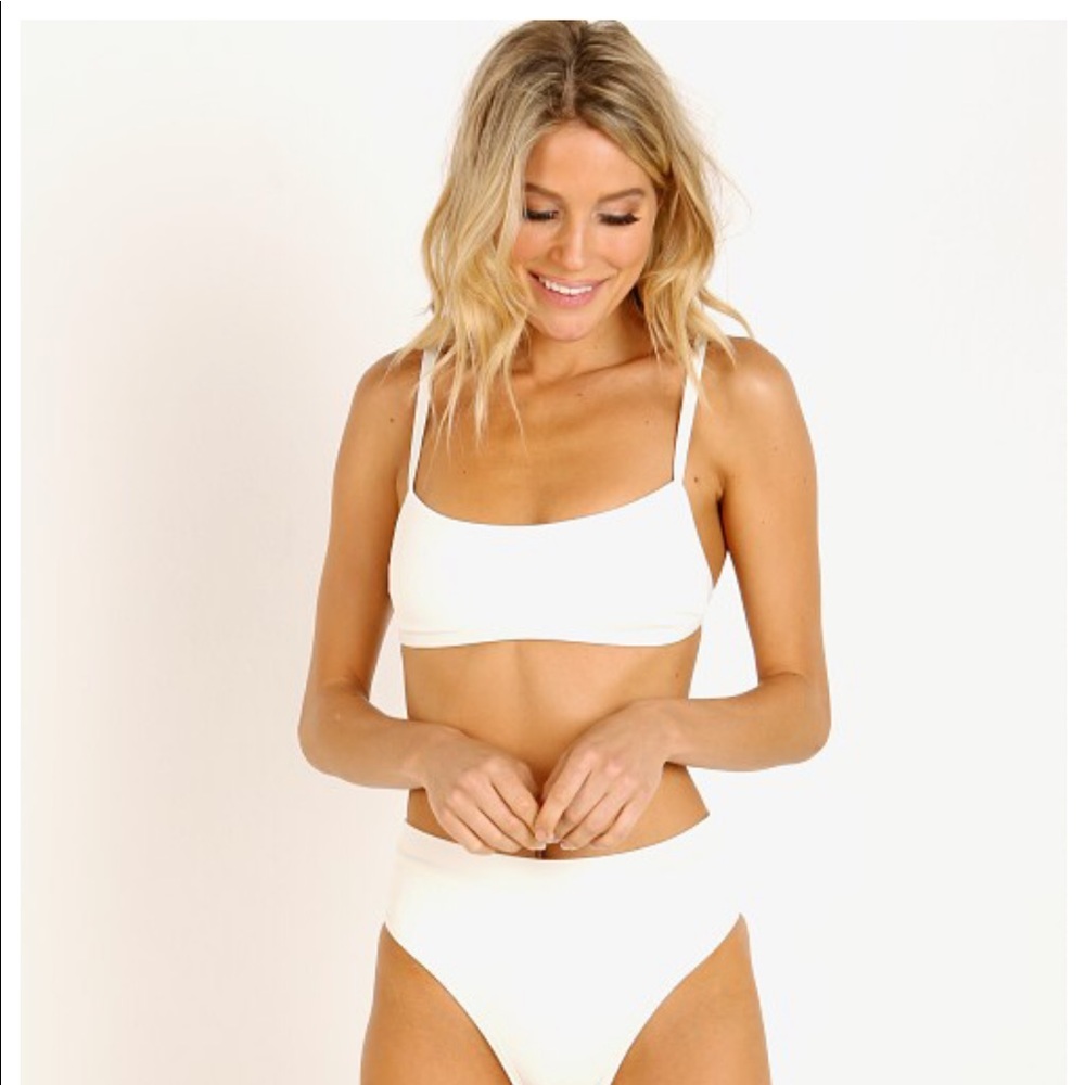L*Space White Ribbed Bikini Top